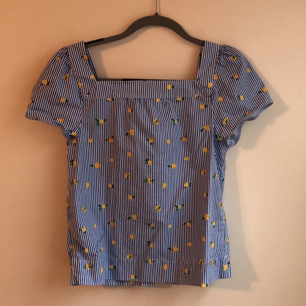 J Crew Lemon Button Up Blouse - Picture 2 of 4